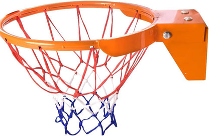 THUNDERBAY 18 inch Standard Double Spring Flex Reinforced Wall Mounted Basketball Rim, Two Nylon Nets Include One Nightlight Basketball Net - style: Basketball Rim with 1/2" Net Steel Braces