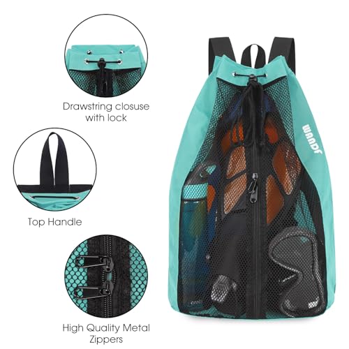 WANDF Swim Bag Mesh Drawstring Backpack Beach Backpack for Swimming, Gym, and Workout Gear - color: Mint Green