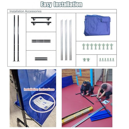 Park/Community/School Ping Pong Collecting Net, Movable Table Tennis Ball Return Training Tool/Trainer for Beginners Intermediate Advanced Competitions Practice, Easy Set Up