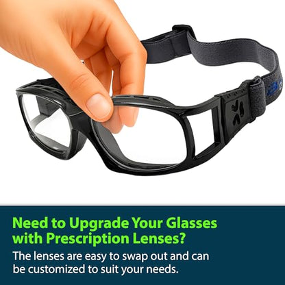 BLUE CUT Safety Outdoor Sports Goggles Unisex Anti Fog Ideal For Basketball Racquetball - color: Black