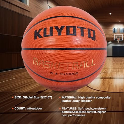 KUYOTQ Kids Toddler Youth Adult Size (3~7) Basketball Thickened Rubber or Leather Small Mini Basketball Soft Touch in & Outdoor Wear Resistant Basketball for Boys Girls Basketball Gifts (Deflated)