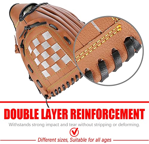 Baseball Glove,Baseball Softball Mitt with Ball for Kids Youth Adults Training and Beginner,Right Hand Throw,Left Hand Glove - color: Brown, size: 12.5"