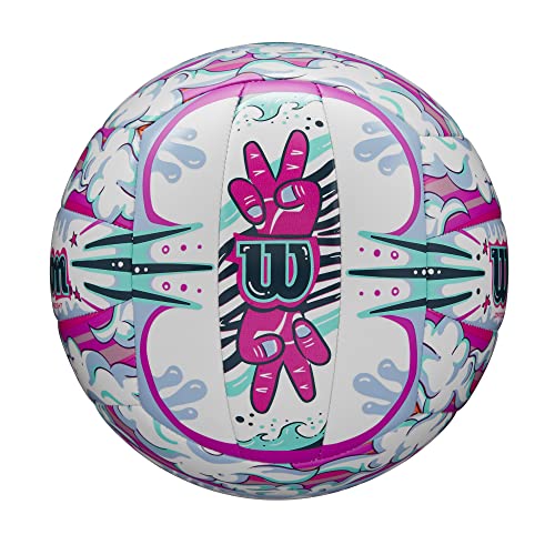 Wilson AVP Hawaii Outdoor Volleyball + Frisbee Kit - color: White/Purple, style: Graffiti