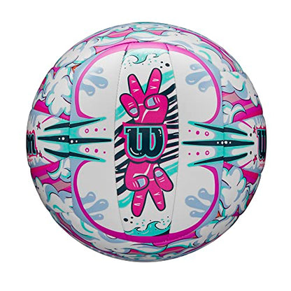 Wilson AVP Hawaii Outdoor Volleyball + Frisbee Kit - color: White/Purple, style: Graffiti