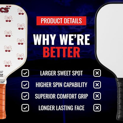 SCS Carbon Fiber Pickleball Paddle – USAPA Approved 2024 – Lightweight, Enhanced Spin, Sure-Grip Handle – Evo-Lite Series for Intermediate Players - color: Charm