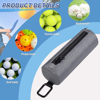 Cosmos Pickleball Ball Holder, Portable Carrying Storage Bag with Hook, Travel Accessory Pouch Holds 3 Pickleball Balls - color: Gray