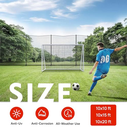 15x30ft Golf Net(4 Buttons, 10 Straps and 1 Rope), 10x10ft Soccer Net(Installation Rope Included), 7x7ft Golf Side Net(2 Park) - size: 10x10 feet