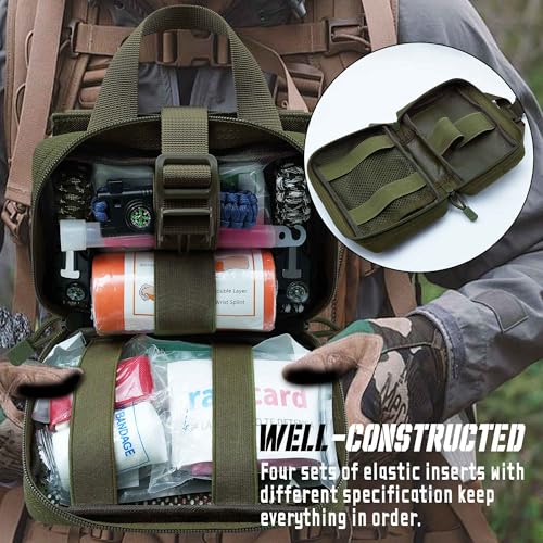 Upgrade Molle Rip Away Ifak Pouch, Tactical Small Belt First Aid Pouch Medical Utility EMT Pouch Only - color: ARMY GREEN