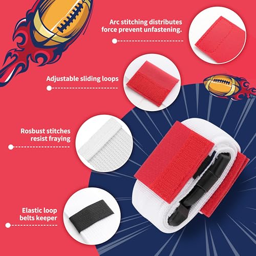 Flag Football Belts, Triple Set with Yellow, Blue, Red Flags, 28 Player Training Bundle