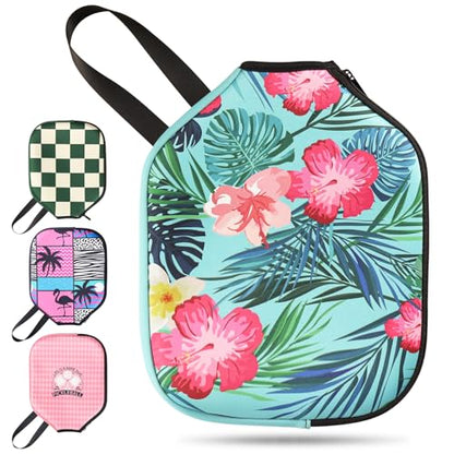 Pickleball Paddle Cover, Neoprene Racket Sleeve with Zipper, 11.8" * 9.05" Soft & Durable Pickleball Paddle Protection Cover 1Pc & 2 Pcs - color: Floral 1 Pc