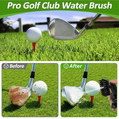 Golf Towel and Brush Set, Premium Golf Towel(16x16 inch) & Squeeze Water Bottle, Essentials Golf Accessories for Men - color: 3PCS(Towel & Brush & Groove Sharpener)