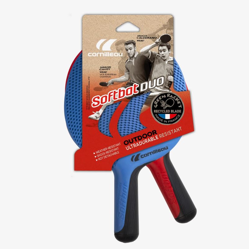 Cornilleau Eco Design Table Tennis Duo Set (2 Bats), Red/Blue