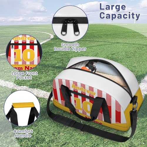 Basketball Soccer Gifts for Boys Girls - Custom Sports Duffle Bag, Personalized Name & Team Bag, Water-Resistant Gym Bag for Basketball, Soccer, Volleyball | Y-Red Yellow - color: Y-Red Yellow