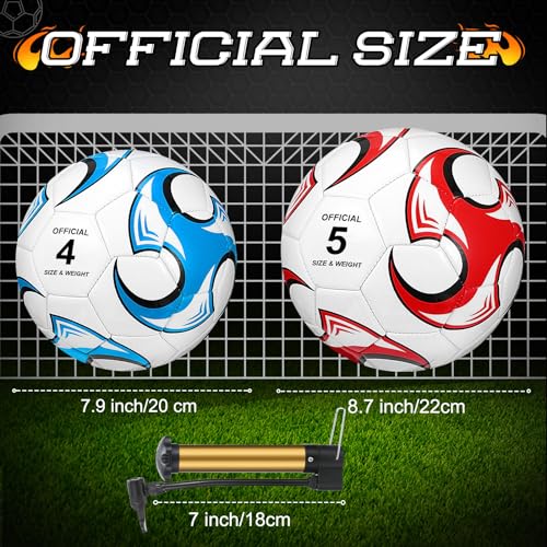 Lenwen 12 Pcs Soccer Balls with Pump Bulk Official Size 5 4 3 Kids Teens Adult Indoor Outdoor Sports Soccer Gift for Play Training Gift Party Back to School - size: Size 5, style: Vibrant Style