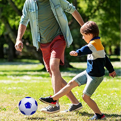 Soccer Ball Size 2,3,4,5 White Blue Outdoor and Indoor School Sports Activity Anti-Explosion Classic Design Suitable for Kids Toddler Boy Gift Training Practice - style: Size 5