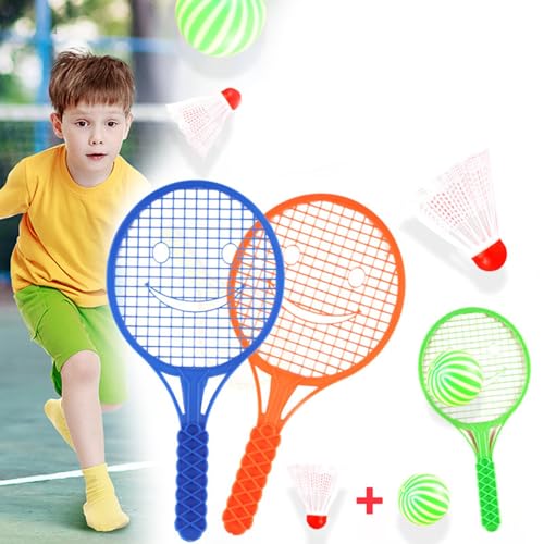 Tennis & Badminton Set with Ergonomic Grip, Indoor Outdoor Play for Motor Skills Development Badminton Racket Kindergarten Toy