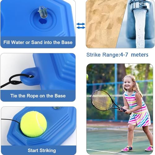 Tennis Ball Training Baseboard, Trainer Rebounder Round Rectangular Ball with Practice Elastic Strings Rope, Multifunction Tennis Practice Rebounder for Beginner Adult Home