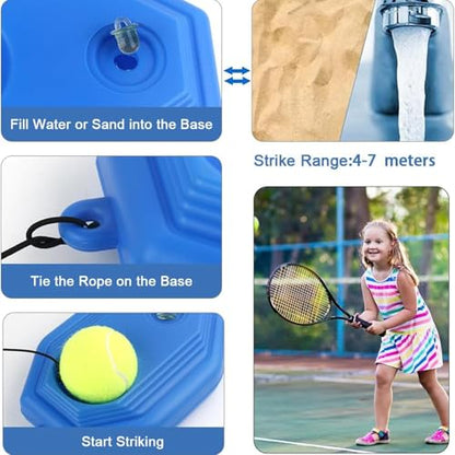 Tennis Ball Training Baseboard, Trainer Rebounder Round Rectangular Ball with Practice Elastic Strings Rope, Multifunction Tennis Practice Rebounder for Beginner Adult Home