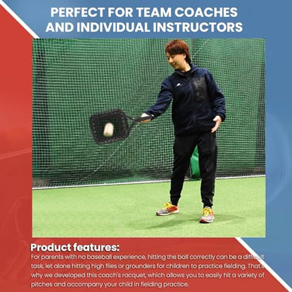 Baseball Racket for Fly Balls: Fungo Racket Baseball/Baseball Racket for Coaches and Parents to Help Players Practice Hitting Grounders and Pop Flies (New) - color: BLACK