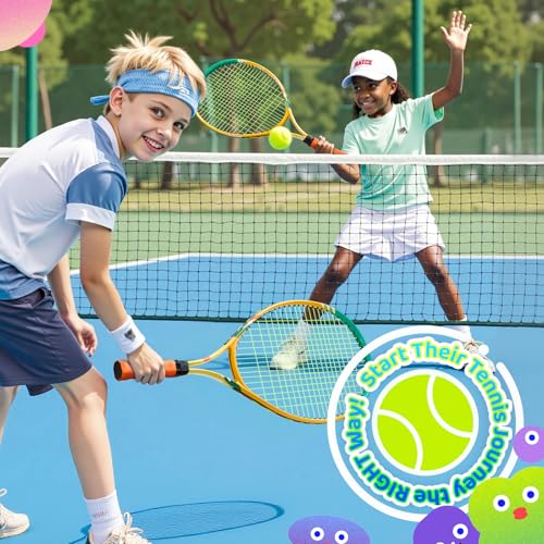 AboveGenius Kids Tennis Racket Set, 21/23/25 inch Tennis Racket for Toddler Youth Starter Kit, 3 Balls, 2 Lightweight Racquets with Easy Carrying Shoulder Strap Bag - size: 25 inch