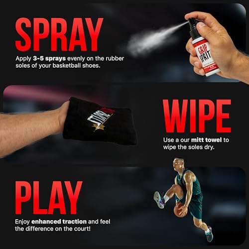 Grip Spritz - Basketball Shoe Grip Spray - Improve Sole Traction & Court Grip - Rejuvenate & Elongate Sneaker Life - Anti Slip Grip & Performance Enhancer - Basketball Accessory