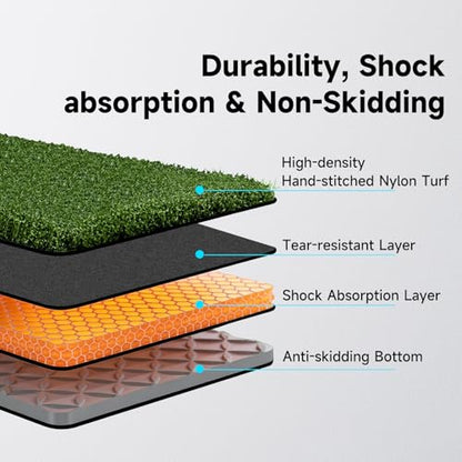 Pro Golf Hitting Mat 4'X5' | 2" Thick Heavy Duty Nylon & Premium NBR Foam | Durable & Withstand 500,000 Shots | Accept Real Tee | Superb Cushioning | No Residual | Indoor/Outdoor/Simulater
