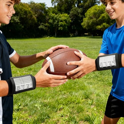 Lawei 10 Pack Youth Football Wristbands for Plays, Triple Window Playbook Wrist Coach Quarterback Armband for Flag Football, Tackle Footbalsl and Softball Signs, PVC Tactical Wristbands for Sports