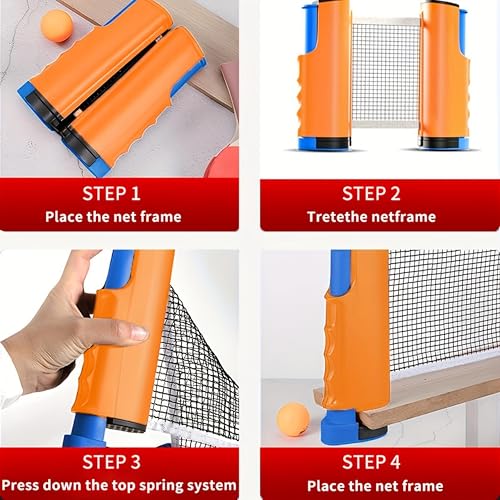 Recreational Table Tennis Sets with 2Pcs Table Tennis Rackets and 3Pcs Ping Pong Balls, Retractable Table Tennis Net Replacement with Clamps for Any Table, Home/Outdoor Games - color: black