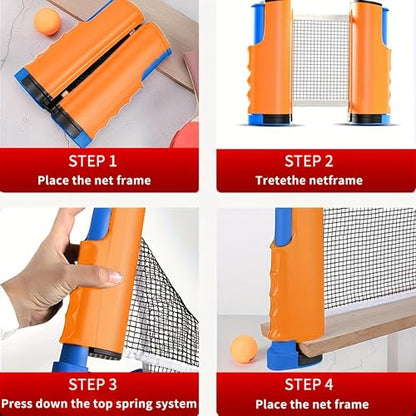 Recreational Table Tennis Sets with 2Pcs Table Tennis Rackets and 3Pcs Ping Pong Balls, Retractable Table Tennis Net Replacement with Clamps for Any Table, Home/Outdoor Games - color: black