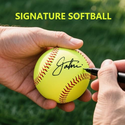 Sports Practice Fastpitch Softballs, Yellow Softballs Training Ball Unmarked & Leather Covered for Games, Practice and Training