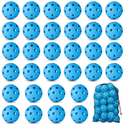 Coopay 18/36 Pack Plastic Baseballs Soft Baseballs Practice Balls Lightweight Hollow Training Balls with a Drawstring Bag for Hitting Pitching Batting Indoor Outdoor Sport - color: Blue, style: 36 Pack