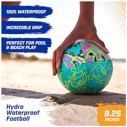 Swimways Hydro Waterproof Football, Outdoor Games for Adults and Kids, Swimming Pool Accessories and Pool Party Games,9.25 Inches, Green - color: Green (New Version)
