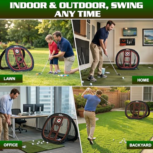 MoKo Pop Up Golf Chipping Net, Double-Sided Chipping Net for Chipping Accuracy Training with Sturdy Structure, Professional Golf Practice Net for Indoor and Outdoor Training