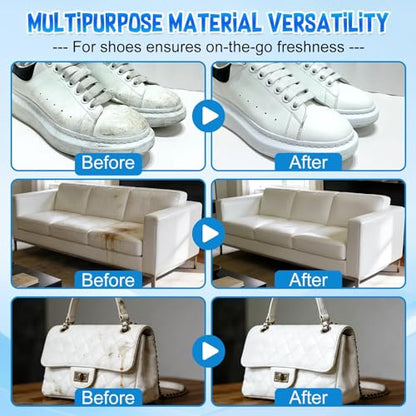 2Pcs White Shoe Cleaner Cream, No-Wash Multipurpose Cleaning Paste with Sponge, Stain Remover for Leather Sneakers Soles