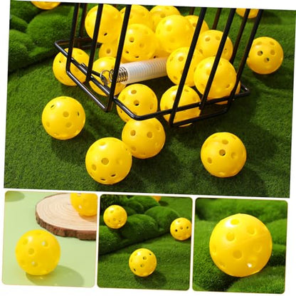Garneck 24pcs Golf Practice Ball Practice Golf Color Ball Indoor Bulk Airflow Hollow Beginner Use Putting Trainer Training Plastic Yellow