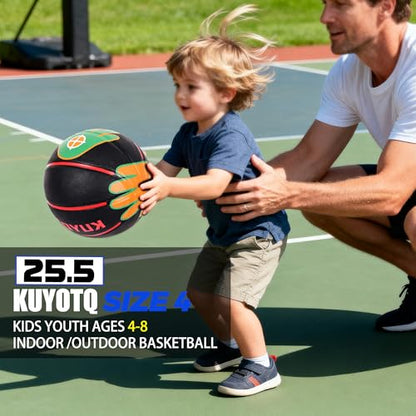 KUYOTQ Size 4 Basketball 25.5" for Kids Youth with Visual Hand Print Guide, for Shooting Practice, Correct Shooting Form and Improve Accuracy, Essential Basketball Training