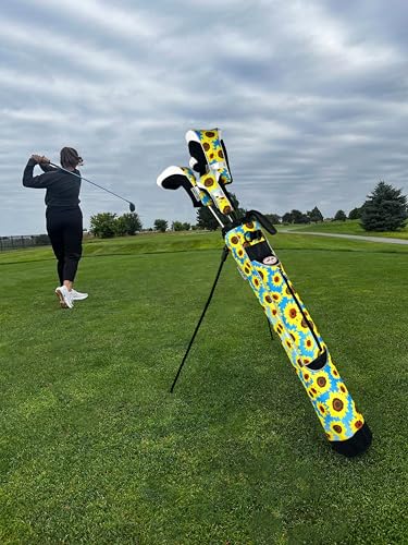 Taboo Fashion Sunday Golf Bags for Women - Lightweight Golf Range Bag with Self Flexing Stand and Shoulder Strap for Driving Range, Par 3 or Executive Course - color: Sultry Sunflowers