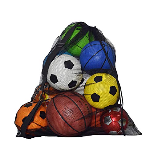 Extra Large Mesh Ball Bag Waterproof Equipment Duffel Bag Heavy Duty Net Ball Shoulder Bag Basketball Volleyball Soccer Rug Ball Football Carrying Bag Tote Storage Sack with Drawstring for 10-15 Balls - color: ‎#2:72cm*100