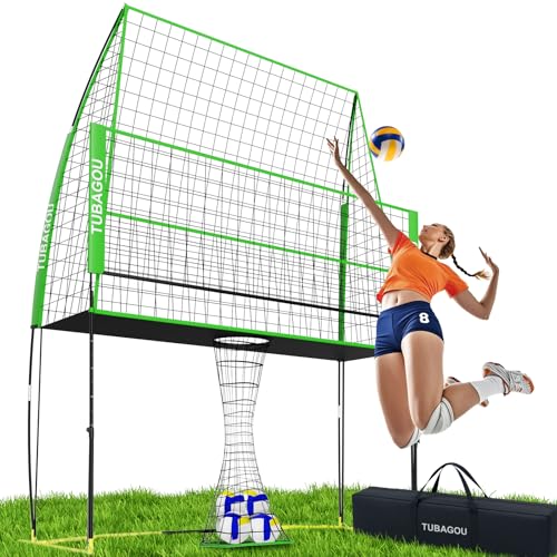 2025 Upgraded Volleyball Training Equipment Net Volleyball Spike Trainer for Indoor and Outdoor Volleyball Practice Net Station, Perfect for Team or Solo Training, Home Volleyball Net - color: Green