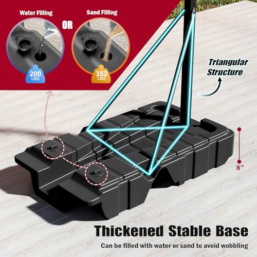 GYMAX Basketball Hoop, 7.54-10ft Adjustable Portable Basketball Goal with Extra Thick Fillable Base, Foldable, Shatterproof PC Backboard, Indoor & Outdoor for Driveway, Backyard, Court, Adults Teens