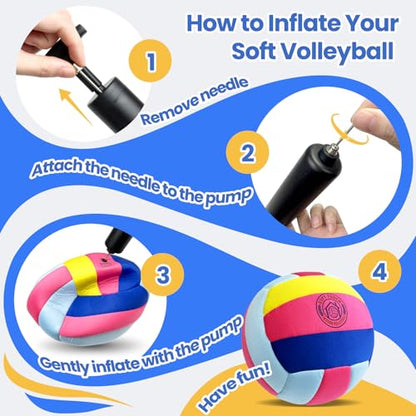 UBeesize Soft Indoor Volleyball with Pump, Silent Volleyball for Indoor Practice & Training, Lightweight Softy Volleyball for Home Use (Deflated)