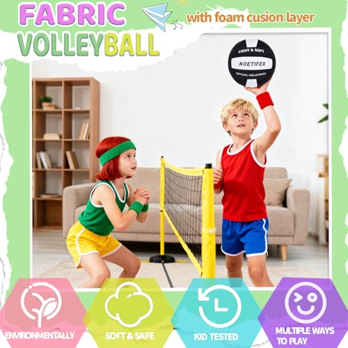 Soft Volleyball-Super Soft Fabric Light Volleyball for Indoor Practice Safe and Quiet Kids Youth Beginners House Yard Training Practice Games(Deflated) - color: Black,white