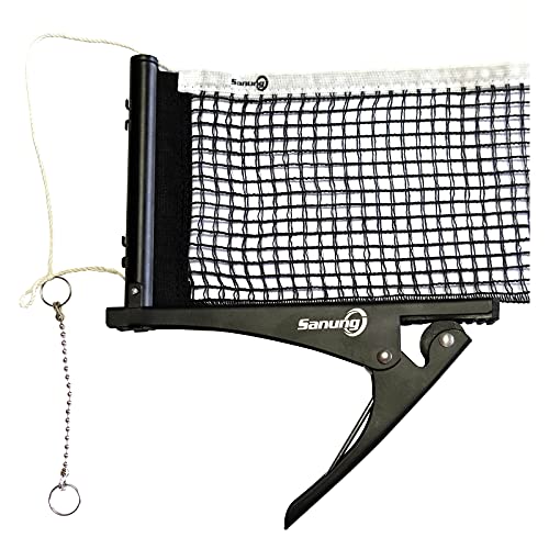 Sanung S304 Portable Table Tennis Net and Post Set Folding Spring Clamp-on with 2 Posts Kit Adjustable Ping Pong Training Mesh Net for Standard 60in Wide Tables Easy Setup
