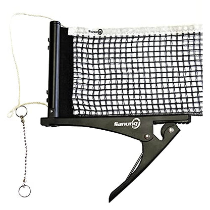 Sanung S304 Portable Table Tennis Net and Post Set Folding Spring Clamp-on with 2 Posts Kit Adjustable Ping Pong Training Mesh Net for Standard 60in Wide Tables Easy Setup