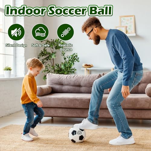 juman Silent Foam Soccer Ball (Size 5) – Airless Indoor Training Ball with Backpack, Lightweight Soft Durable Foam Ball for Quiet Dribbling Practice, Gift for Boys & Girls & Adults Soccer Fans