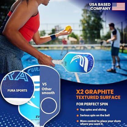 Pickleball Paddle Set of 2 – USAPA Approved Lightweight Graphite Pickleball Rackets with 16mm Honeycomb Core & MaxGrit Spin Surface for Superior Spin & Control – Includes Bag, Balls & Grips