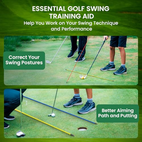 FINGER TEN Golf Alignment Sticks Rods Swing Trainer Tools 43 Inch 2 Or 3 Pack, Fits in Golf Bag Tour Stickers Practice Training Aid - color: 3 Pack Mixed