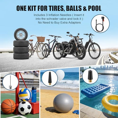 Enhon 32.87'' Presta Valve Adaptor for Schrader and Presta Valve, Locking Tire Chuck Tube for Portable Tire Inflators, Bike Pump Needle, for Car, Motorcycle, Bike, Ball, Swimming Pools Products