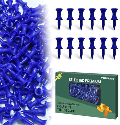 Amy Sport Golf Tees Step Down Plastic Unbreakable 50 Pack Reusable Bulk Professional Height Control Castle Tee for Practice - color: 50 Pack 1 1/2" in Blue