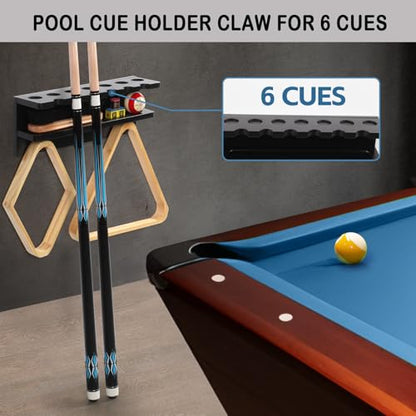 Pool Stick Holder Wall Mount for 7 Cues, Wooden Billiards Pool Cue Rack, Pool Cue Holder Pool Table Accessories Equipment Organizer, Pool Cue Rack Billiards Accessories for Game Room Men Cave- Black - size: Standard